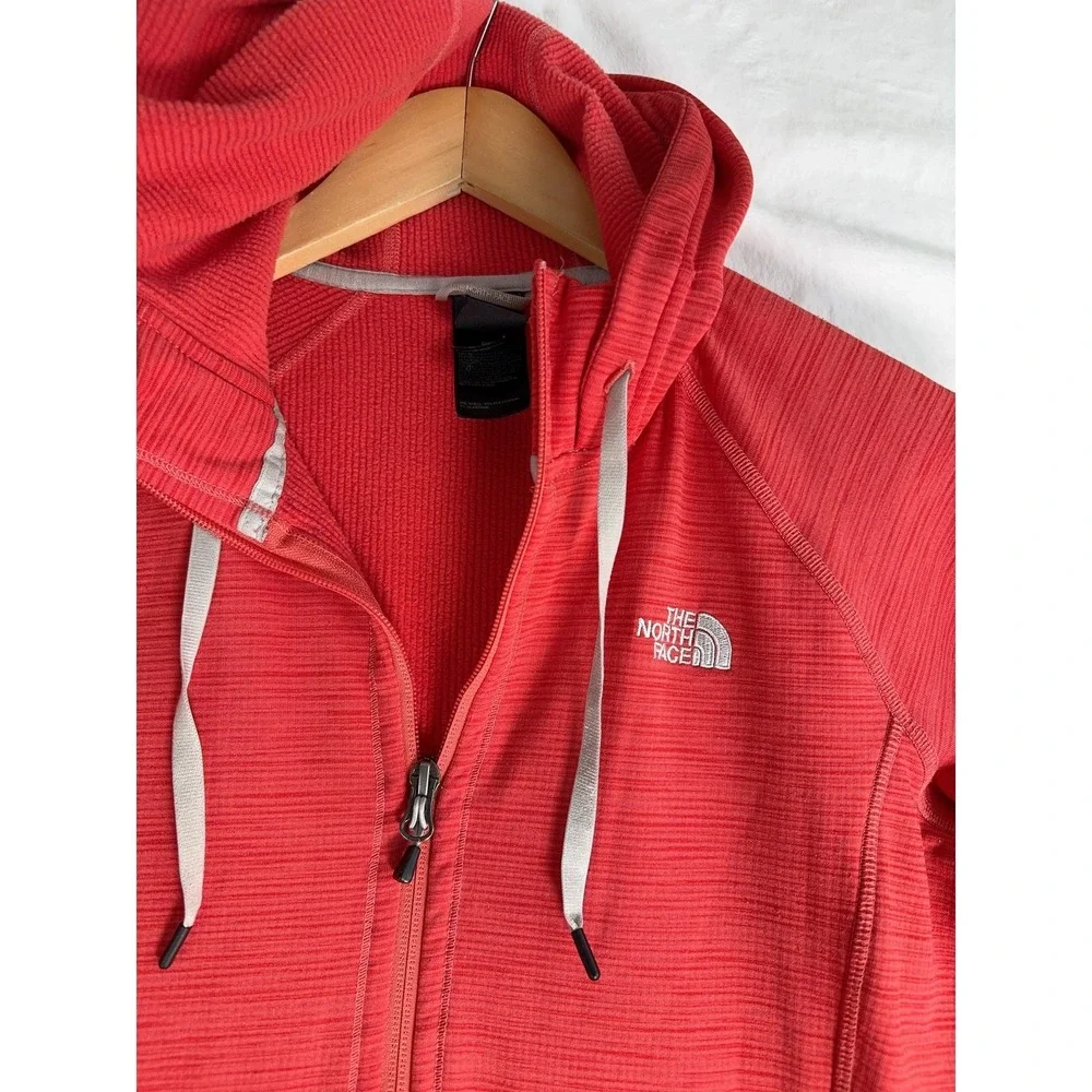 North Face Hoodie Womens Small Red Full Zip Fleece Jacket Outdoors Activewear - Picture 2 of 7